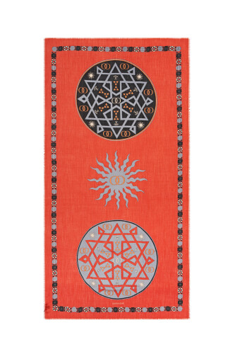 Buhara Cashmere Silk Shawl Orange 