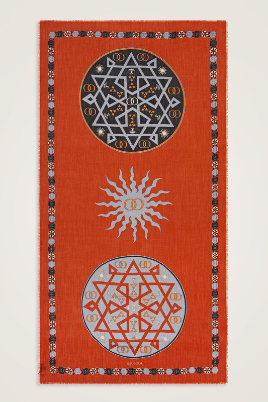 Buhara Cashmere Silk Shawl Orange - 1