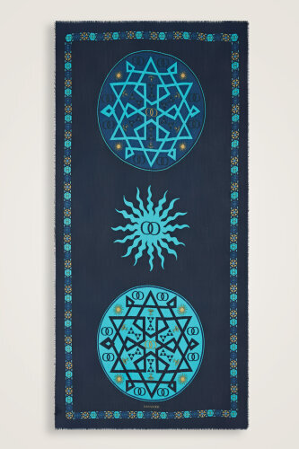 Buhara Cashmere Silk Shawl Turquoise 