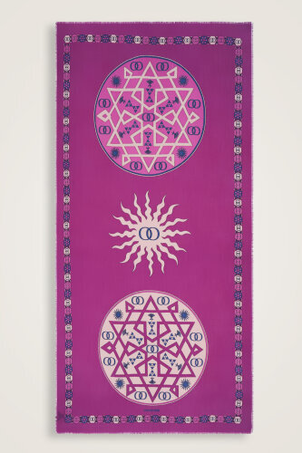 Buhara Fuşya Kaşmir İpek Şal 100x200 