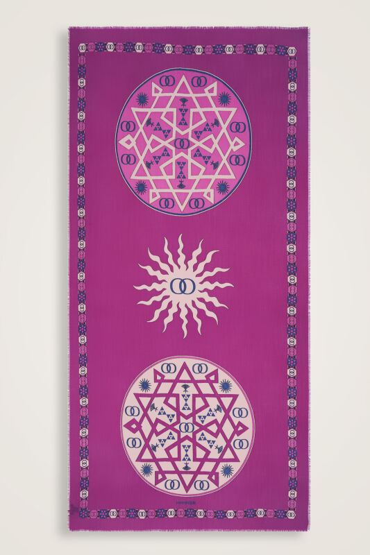 Buhara Fuşya Kaşmir İpek Şal 100x200 - 1
