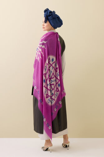 Buhara Fuşya Kaşmir İpek Şal 100x200 - Imannoor (1)