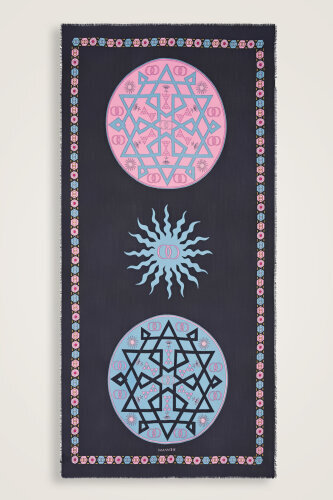 Buhara Mavi Kaşmir İpek Şal 100x200 - 1