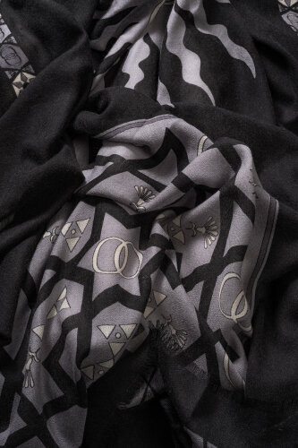 Buhara Siyah Kaşmir İpek Şal 100x200 - Imannoor (4)