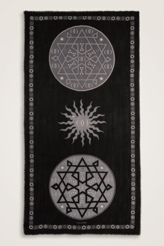 Buhara Siyah Kaşmir İpek Şal 100x200 - Imannoor (2)