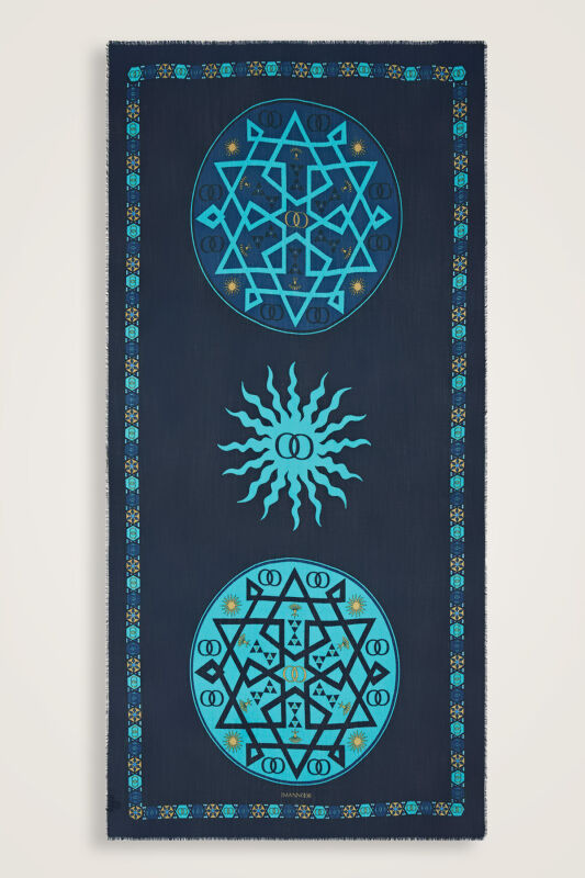 Buhara Turkuaz Kaşmir İpek Şal 100x200 - 1