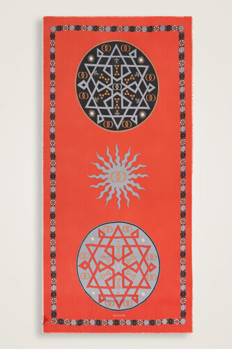 Buhara Turuncu Kaşmir İpek Şal 100x200 