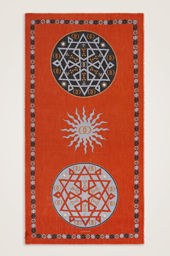 Buhara Turuncu Kaşmir İpek Şal 100x200 