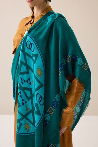 Buhara Yeşil Kaşmir İpek Şal 100x200 - Imannoor (3)