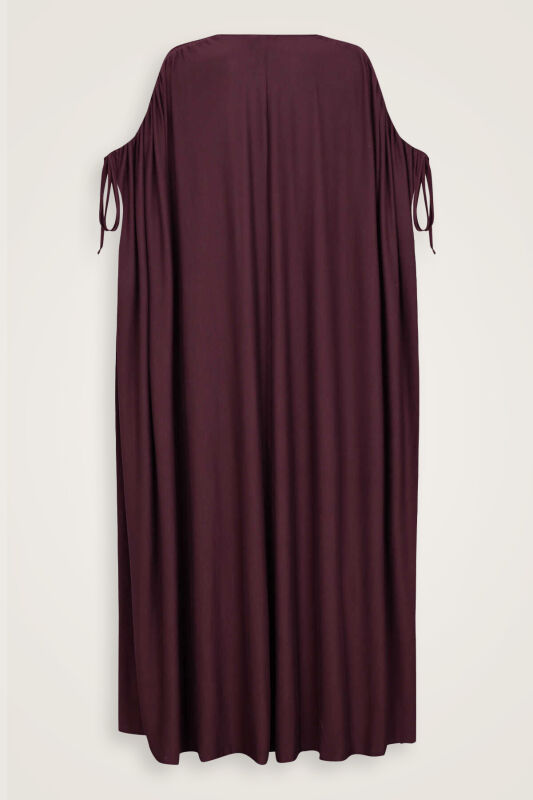 Burgundy Combed Cotton Abaya - 2