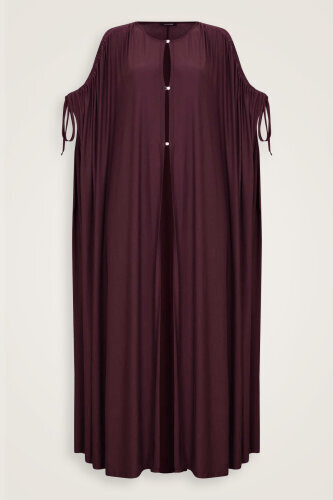 Burgundy Combed Cotton Abaya 
