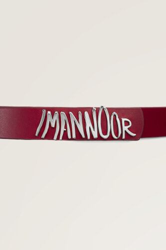 Burgundy Leather Belt with Silver Accessories - 3