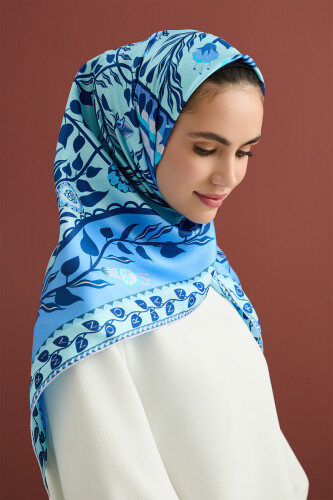 Butterfly Silk Scarf Blue 