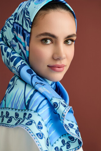 Butterfly Silk Scarf Blue - 5