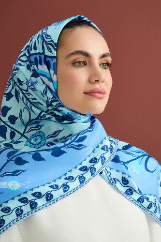 Butterfly Silk Scarf Blue - 3