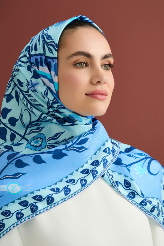 Butterfly Silk Scarf Blue - 3