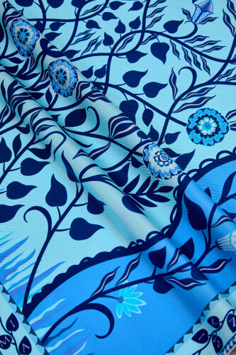 Butterfly Silk Scarf Blue - 4