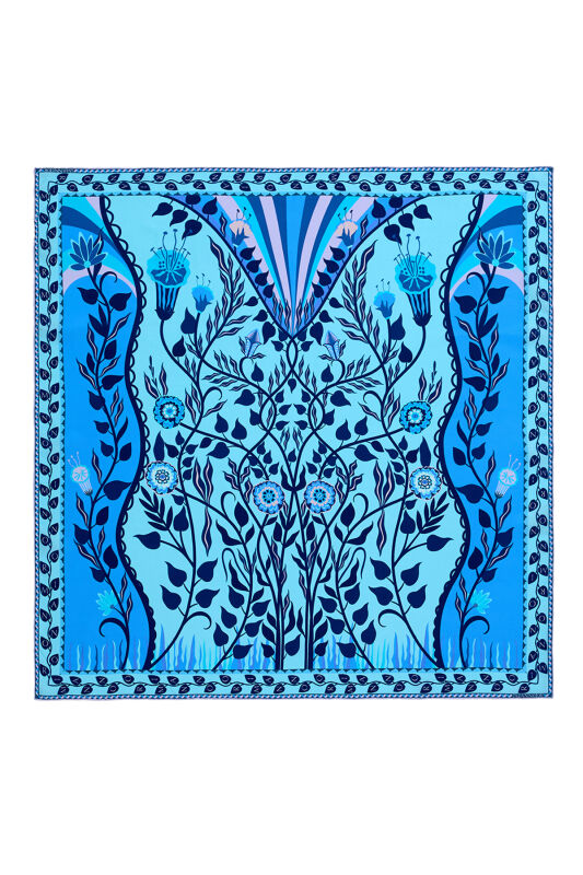 Butterfly Silk Scarf Blue - 2