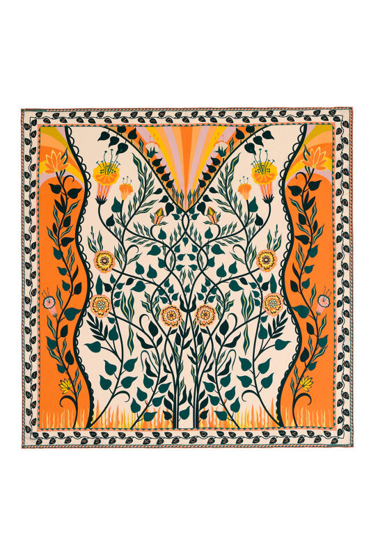 Butterfly Silk Scarf Orange - 2