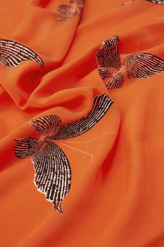 Butterfly Silk Shawl Orange - 3