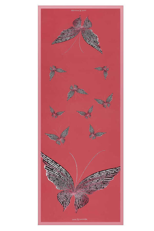 Butterfly Silk Shawl Pink - 1