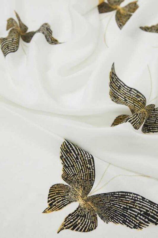 Butterfly Silk Shawl White - 3