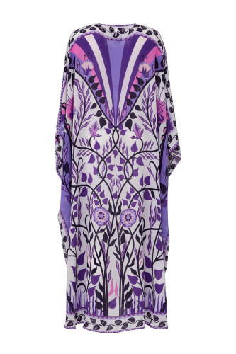 Butterfly Silk Kaftan Purple - 2