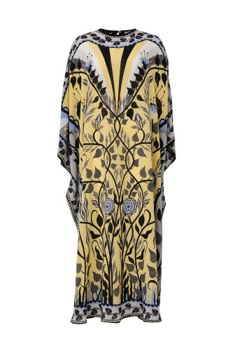 Butterfly Silk Kaftan Yellow 