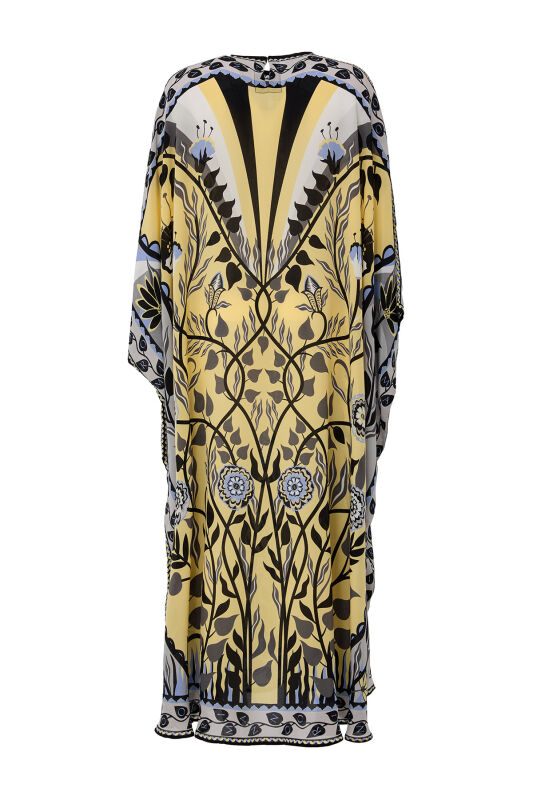 Butterfly Silk Kaftan Yellow - 2