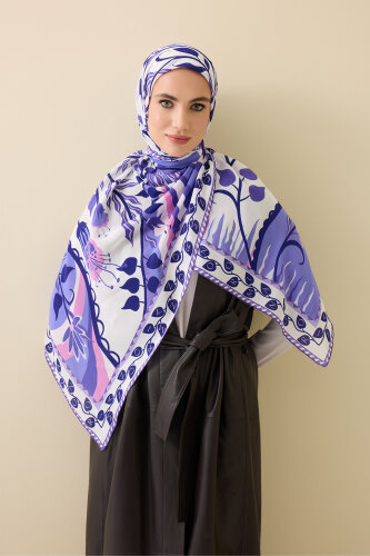 Butterfly Silk Scarf Purple - 3