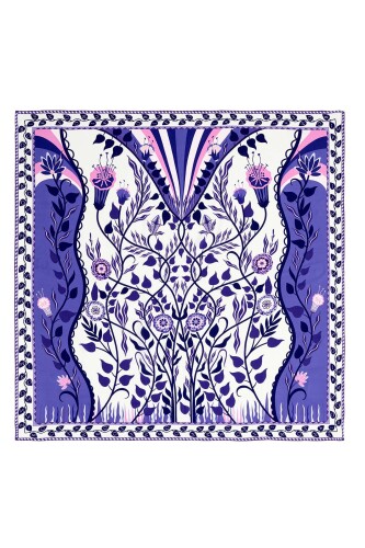 Butterfly Silk Scarf Purple - 1