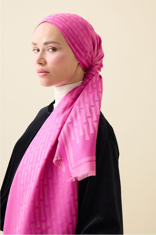 Iman I Fuşya İpek Şal 70x200 - 1