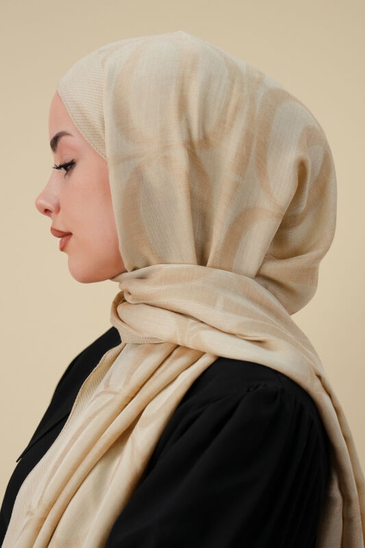 Büyük Bambunoor Açık Bej Ferah Tensel Şal 70x200 - 3