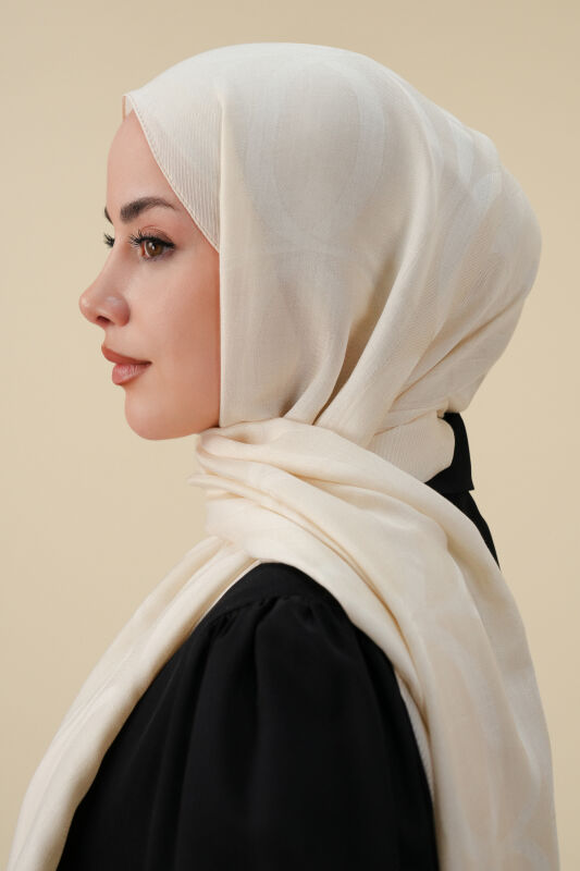 Büyük Bambunoor Ekru Ferah Tensel Şal 70x200 - 1