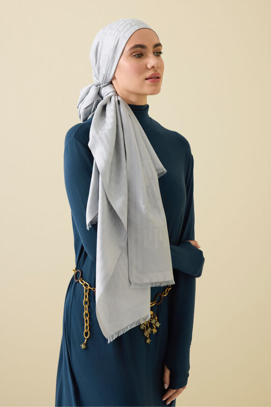 Iman I Gri İpek Şal 70x200 - 1
