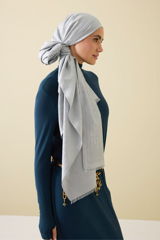 Iman I Gri İpek Şal 70x200 - 5