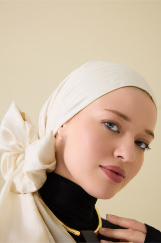 Iman I Krem İpek Şal 70x200 - 5