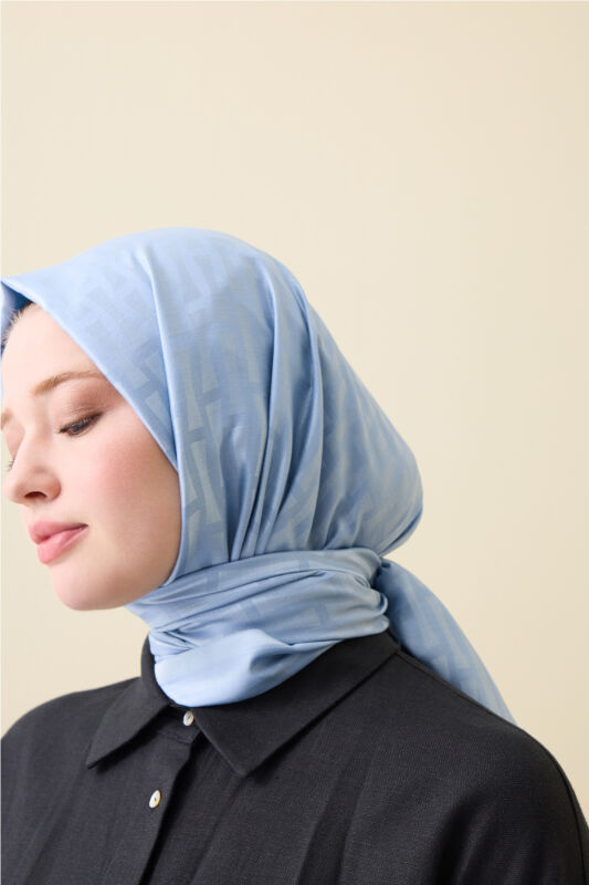 Iman I Petrol Mavi İpek Şal 70x200 - 3