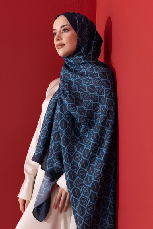 Cage Bright Flush Viscose Shawl Navy - 5