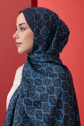 Cage Bright Flush Viscose Shawl Navy - 3