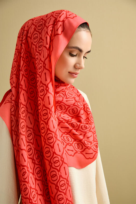 Cage Flosh Viscose Shawl Coral - 1