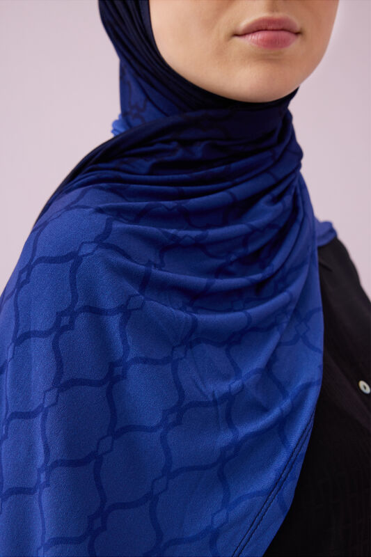 Cage Navy Blue Gradient Supreme Shawl - 3