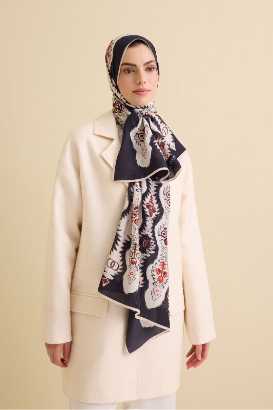 Çağlayan Beyaz Pamuk Floş Şal 72x212 - 3