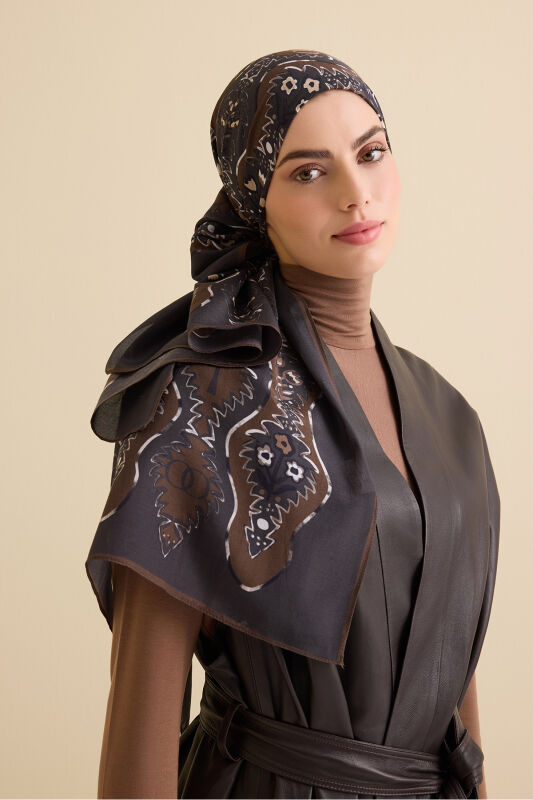 Çağlayan Kahve Pamuk Floş Şal 72x212 - 3