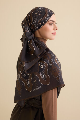 Çağlayan Kahve Pamuk Floş Şal 72x212 - 5