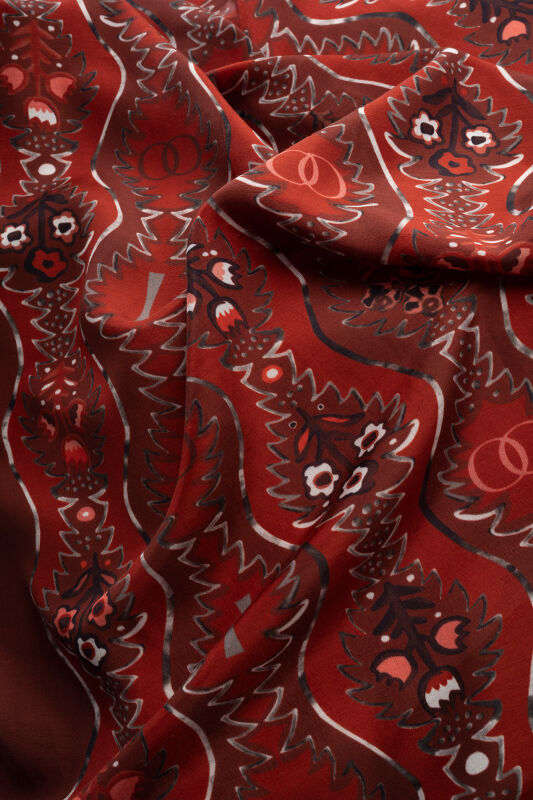 Çağlayan Kırmızı Pamuk Floş Şal 72x212 - 4