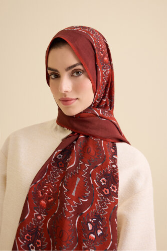 Çağlayan Kırmızı Pamuk Floş Şal 72x212 - Imannoor (1)