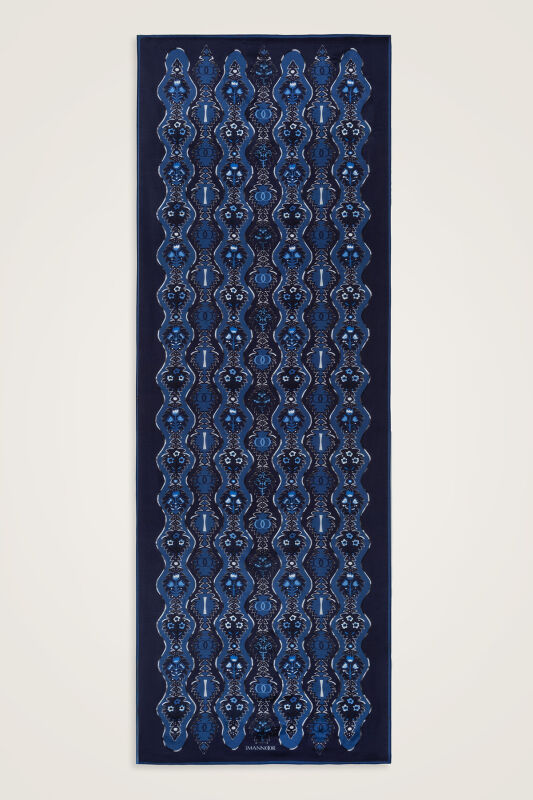 Çağlayan Lacivert Pamuk Floş Şal 72x212 - 2