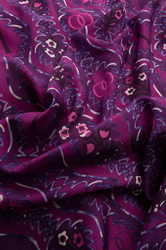 Çağlayan Mor Pamuk Floş Şal 72x212 - 4