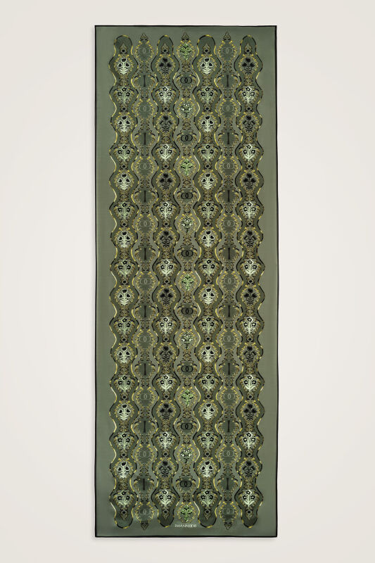 Çağlayan Yeşil Pamuk Floş Şal 72x212 - 2